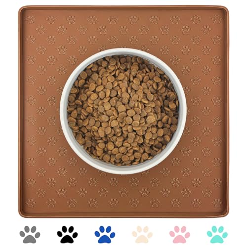 Ptlom Haustier-Tischset für Hund und Katze, wasserdichte Silikon-Futternapf-Matten für Futter und Wasser, kleine, mittelgroße und große Hundematte verhindert, dass Rückstände auf den Boden Ptlom Haustier-Tischset für Hund und Katze, wasserdichte Silikon-Futternapf-Matten für Futter und Wasser, kleine, mittelgroße und große Hundematte verhindert, dass Rückstände auf den Boden von Ptlom