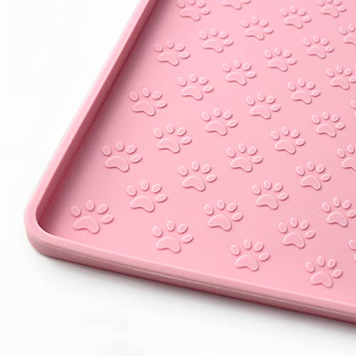 Ptlom Haustier-Tischset für Hunde und Katzen, Matte zur Verhinderung von Überlaufen von Futter und Wasser, geeignet für kleine, mittelgroße und große Haustiere (45,7 cm 30,5 cm, niedliches Pink) von Ptlom