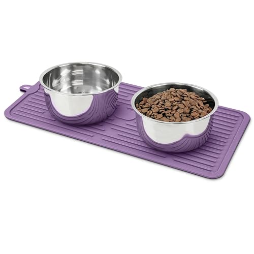 Ptlom Hundefuttermatte, rutschfest, für Futter und Wasser, hohe Lippen, wasserdicht, verhindert unordentliches Verschütten auf dem Boden, Silikon-Haustier-Tischset, Welpen-Tablett für kleine, Ptlom Hundefuttermatte, rutschfest, für Futter und Wasser, hohe Lippen, wasserdicht, verhindert unordentliches Verschütten auf dem Boden, Silikon-Haustier-Tischset, Welpen-Tablett für kleine, von Ptlom