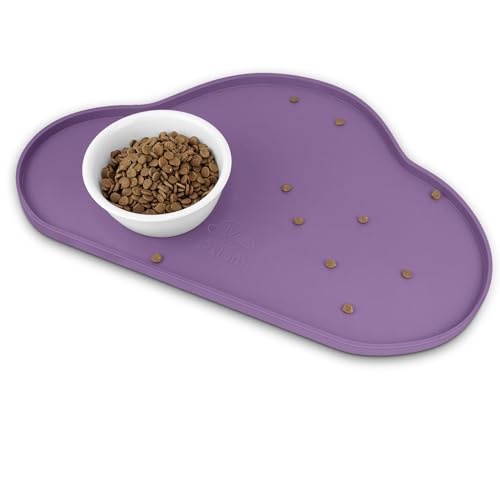 Ptlom Hundefuttermatte, rutschfest, für Futter und Wasser, hohe Lippen, wasserdicht, verhindert unordentliches Verschütten auf dem Boden, Silikon-Haustier-Tischset, Welpengeschirr für kleine, von Ptlom