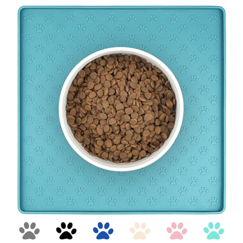 Ptlom Hundefuttermatte, rutschfest, für Futter und Wasser, hohe Lippen, wasserdichte Haustier-Platzdeckchen, verhindert unordentliches Verschütten auf dem Boden, Silikon-Welpen-Tablett für kleine, Ptlom Hundefuttermatte, rutschfest, für Futter und Wasser, hohe Lippen, wasserdichte Haustier-Platzdeckchen, verhindert unordentliches Verschütten auf dem Boden, Silikon-Welpen-Tablett für kleine, von Ptlom