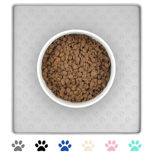 Ptlom Hundefuttermatte, rutschfest, für Futter und Wasser, hohe Lippen, wasserdichte Haustier-Platzdeckchen, verhindert unordentliches Verschütten auf dem Boden, Silikon-Welpen-Tablett für kleine Ptlom Hundefuttermatte, rutschfest, für Futter und Wasser, hohe Lippen, wasserdichte Haustier-Platzdeckchen, verhindert unordentliches Verschütten auf dem Boden, Silikon-Welpen-Tablett für kleine von Ptlom