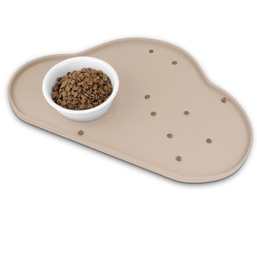 Ptlom Hundefuttermatte, rutschfest, für Futter und Wasser, wasserdichtes Haustier-Tischset, verhindert unordentliches Verschütten auf dem Boden, hohe Lippen, Welpen-Fütterschalen für kleine von Ptlom