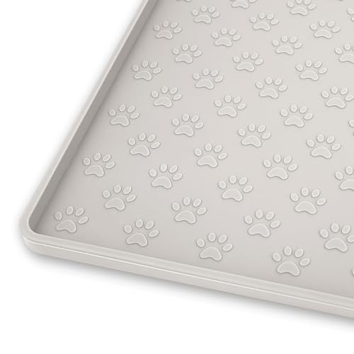 Ptlom Hundefuttermatte, rutschfeste Futternapf-Matten für Futter und Wasser, hohe Lippen, Haustier-Tischset, verhindert unordentliches Verschütten auf dem Boden, wasserdichtes Welpen-Füttertablett für von Ptlom