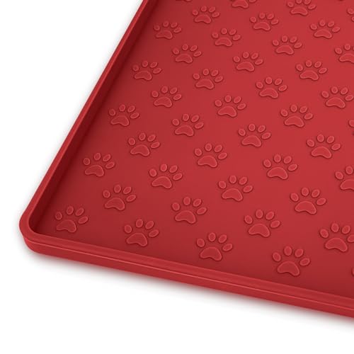 Ptlom Hundefuttermatte, rutschfeste Futternapf-Matten für Futter und Wasser, hohe Lippen, Haustier-Tischset, verhindert unordentliches Verschütten auf dem Boden, wasserdichtes Welpen-Füttertablett für von Ptlom