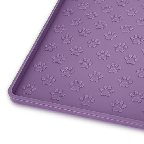 Ptlom Hundefuttermatte, rutschfeste Futternapf-Matten für Futter und Wasser, hohe Lippen, Haustier-Tischset, verhindert unordentliches Verschütten auf dem Boden, wasserdichtes Welpen-Füttertablett für von Ptlom