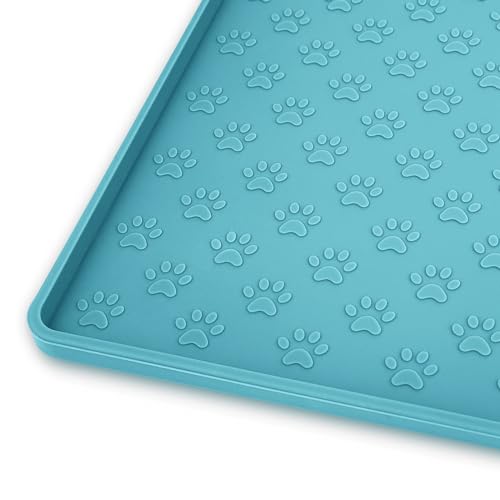 Ptlom Hundefuttermatte, rutschfeste Futternapf-Matten für Futter und Wasser, hohe Lippen, Haustier-Tischset, verhindert unordentliches Verschütten auf dem Boden, wasserdichtes Welpen-Füttertablett für von Ptlom