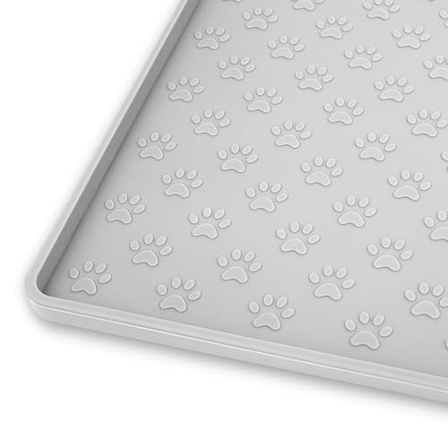 Ptlom Hundefuttermatte, rutschfeste Futternapf-Matten für Futter und Wasser, hohe Lippen, Haustier-Tischset, verhindert unordentliches Verschütten auf dem Boden, wasserdichtes Welpen-Füttertablett für von Ptlom
