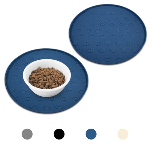 Ptlom Silikon-Haustier-Tischset für Hunde und Katzen, wasserdicht, rutschfest, Futternapf-Matten für Futter und Wasser, kleines, mittelgroßes Tablett, hohe Lippen, Matte verhindert Verschütten auf den von Ptlom