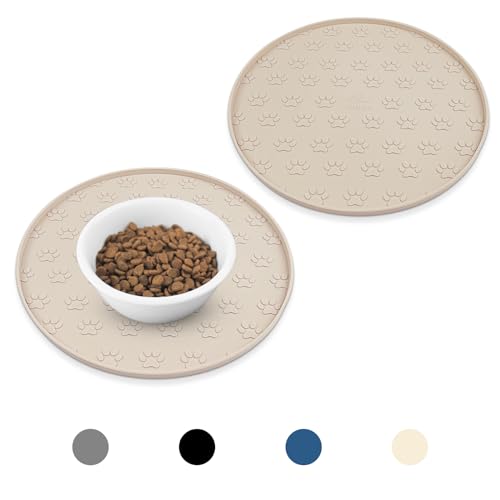 Ptlom Silikon-Haustier-Tischset für Hunde und Katzen, wasserdicht, rutschfest, Futternapf-Matten für Futter und Wasser, kleines, mittelgroßes Tablett, hohe Lippen, verhindert Verschütten von Schmutz Ptlom Silikon-Haustier-Tischset für Hunde und Katzen, wasserdicht, rutschfest, Futternapf-Matten für Futter und Wasser, kleines, mittelgroßes Tablett, hohe Lippen, verhindert Verschütten von Schmutz von Ptlom