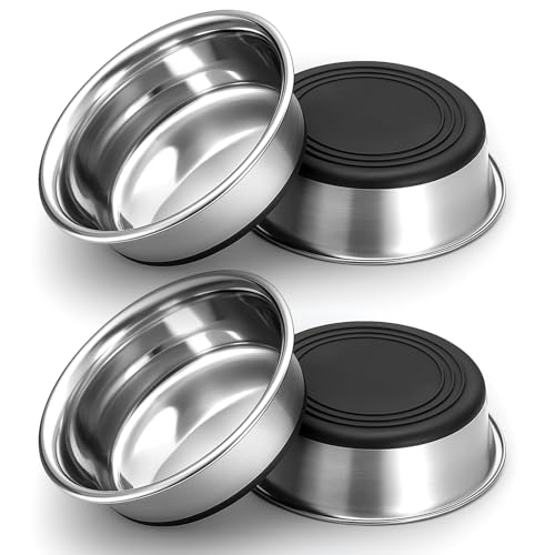Ptwola Katzennäpfe aus Edelstahl, Schnurrhaar, Müdigkeitsfreundlich, flach, für Futter und Wasser, strapazierfähig, rutschfeste Silikon-Gummi-Unterseite, Metall-Katzenteller für kleine Hunde, Welpen Ptwola Katzennäpfe aus Edelstahl, Schnurrhaar, Müdigkeitsfreundlich, flach, für Futter und Wasser, strapazierfähig, rutschfeste Silikon-Gummi-Unterseite, Metall-Katzenteller für kleine Hunde, Welpen von Ptwola