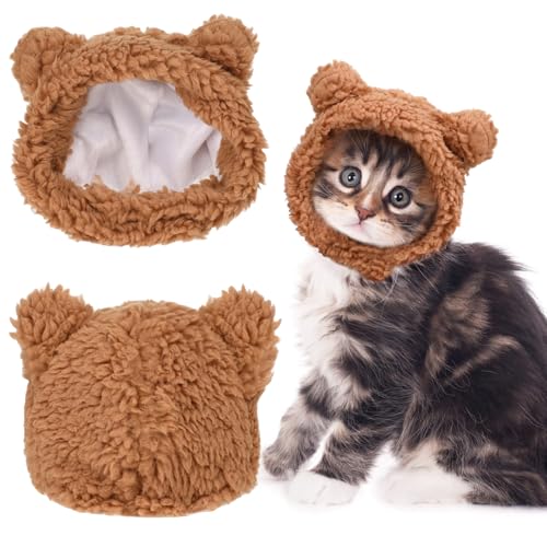 Ptwola Süße Nett Haustier Hut Katze Wintermütze Niedliche Einstellbar Warm Bärenmütze Weich Bequem Verstellbar für Katzen Welpen Hunde Kleine Haustiere Kopfbedeckung Kostüm Kleidung von Ptwola