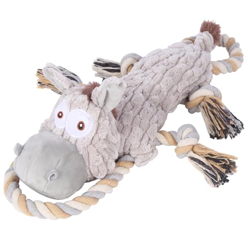 Pubialo Hundespielzeug für Große und Kleine Hunde - Süßes Quietschendes Plüsch-Spielzeug Mit Knisterndem, Papiergefülltem Inneren - Für Welpen (Hellgrau, Grau Esel) von Pubialo