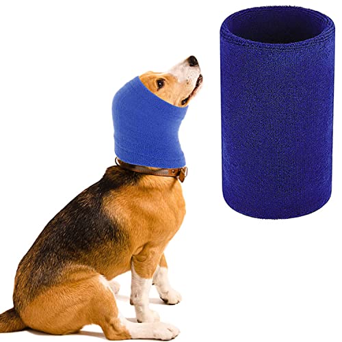 Pubiao Hunde-Schlauchschal für Hunde, Hals- und Ohrenwärmer, Hunde-Kapuzenpullover, Lärmschutz, Ohrbandagen, Hundehut für Hunde, Katzen, Anti-Angst am Lärm, hilft bei der Beruhigung (Blau M) von Pubiao