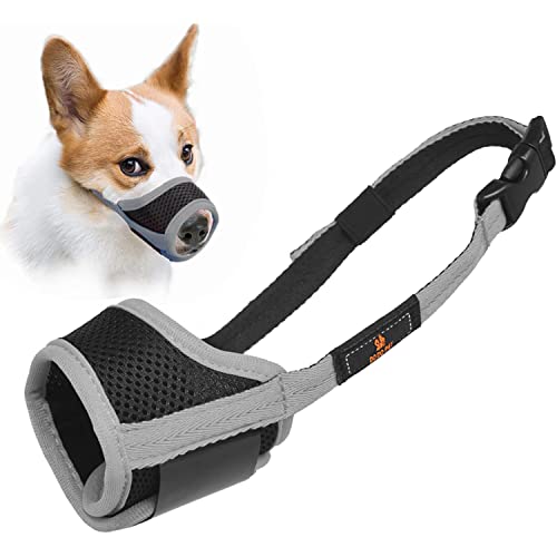 Maulkorb für Hunde, Maulkorb mit Klettverschluss Weich, Verhindert Beißen, Sicher Atmungsaktives Bellen und Kauen, mit Verstellbarer Schlaufe, Atmungsaktives Mesh - Grau, L Maulkorb für Hunde, Maulkorb mit Klettverschluss Weich, Verhindert Beißen, Sicher Atmungsaktives Bellen und Kauen, mit Verstellbarer Schlaufe, Atmungsaktives Mesh - Grau, L von Pubiao