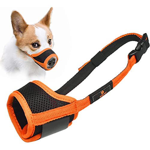 Maulkorb für Hunde, Maulkorb mit Klettverschluss Weich, Verhindert Beißen, Sicher Atmungsaktives Bellen und Kauen, mit Verstellbarer Schlaufe, Atmungsaktives Mesh - Orange, M Maulkorb für Hunde, Maulkorb mit Klettverschluss Weich, Verhindert Beißen, Sicher Atmungsaktives Bellen und Kauen, mit Verstellbarer Schlaufe, Atmungsaktives Mesh - Orange, M von Pubiao