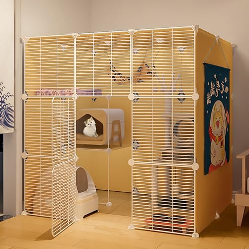 3-stöckiger Katzenkäfig für Den Innenbereich, Extra Großer Nutzraum, Katzenschrank, Katzenhaus, Katzenvilla, DIY-Katzenlaufstall (Color : Style4, Size : B-111x75x109) von Pucaru