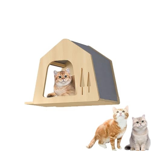 Alle Massivholz Katze Wandelement, Katzen Wand Klettern, Katzennest, Sprungplattform, Raumkapsel-DIY Frei Wählbare Kombination(S4) von Pucaru