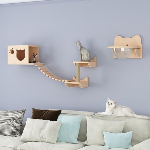 An der Wand Montierte Katzen Kletterwand, Katzenwandparkour, Abwechslungsreiches Design-Layout, Frei zum Selbermachen (Color : Style1) von Pucaru