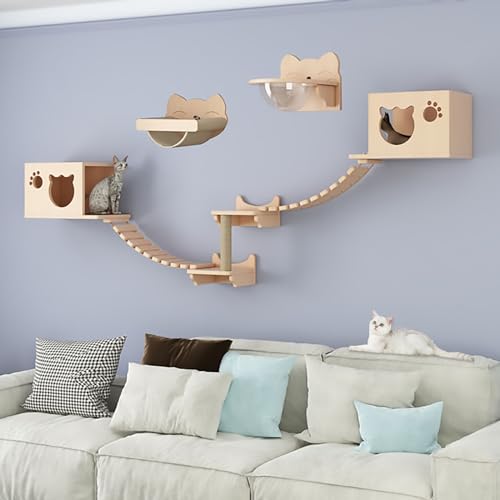 An der Wand Montierte Katzen Kletterwand, Katzenwandparkour, Abwechslungsreiches Design-Layout, Frei zum Selbermachen (Color : Style5) von Pucaru