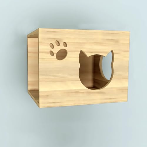 An der Wand Montiertes Katzen Kletterwand Set, DIY-Katze Wandelement und Sitzstangen, zum Schlafen, Spielen und Klettern der Katze(S2) von Pucaru