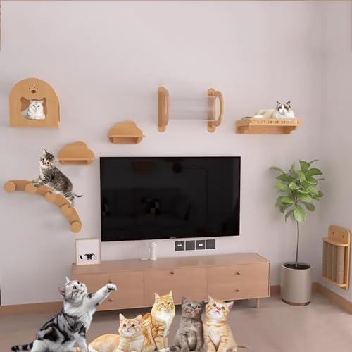 An der Wand Montiertes Kletterregal-Set für Katzen, Platzsparend, Spielen und Klettern für Katzen (Color : Style 2) von Pucaru