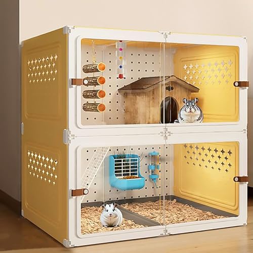 DIY 2/3-lagiger Chinchillakäfig, Eichhörnchenkäfig, Vordergrund-HD-transparenter Schrank, Belüftet und Atmungsaktiv, Geeignet für Kleine Haustiere(70x45x70cm) von Pucaru