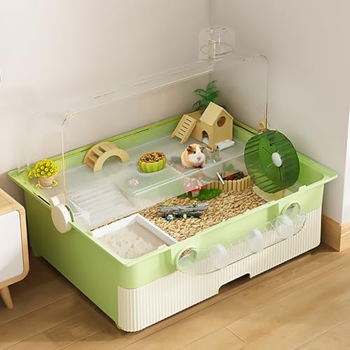 DIY-Hamsterkäfig für Haustiere, Kuppeltunnel-Hamsterzuchtbox mit Schubladen, Doppelschichtiges Design, Einfache Installation(Green) von Pucaru