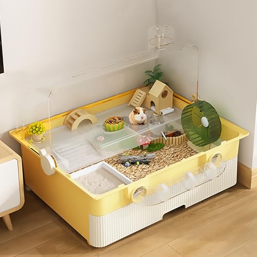 Pucaru DIY-Hamsterkäfig für Haustiere, Kuppeltunnel-Hamsterzuchtbox mit Schubladen, Doppelschichtiges Design, Einfache Installation(Yellow) von Pucaru