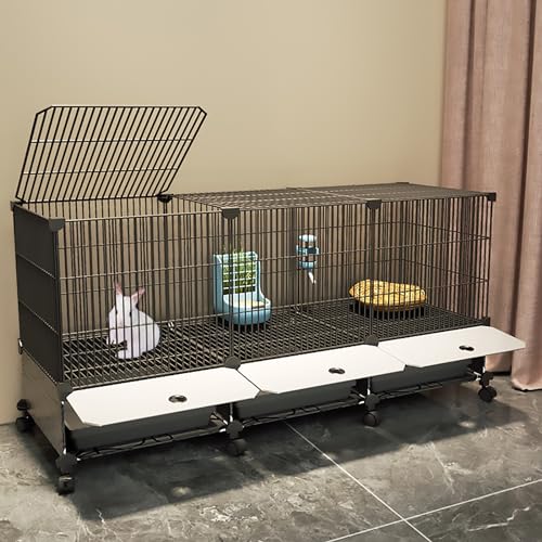 DIY-Kaninchenkäfig für den Innenbereich, Großer Hasenkäfig mit Erhöhter Schallwand und Oberlicht, Kleintierhaus für Frettchen und Chinchilla (Color : Style3, Size : 108x 37 x 55cm) von Pucaru