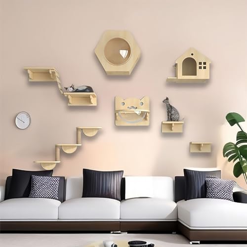 Pucaru DIY-Katze Wandelement, Kletterwand Set, Sitzstange für Katzen, Spielplatz zum Spielen, Schlafen und Faulenzen (Color : Style6) von Pucaru