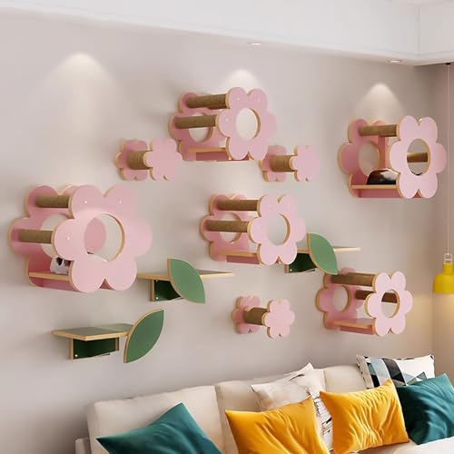 DIY-Katzen-Wandregal-Set, Blumenförmiges, an der Wand Montiertes Katzen-Klettergerüst, Katzen-Wandmöbel, zum Schlafen, Spielen, Klettern (Size : Style7) von Pucaru