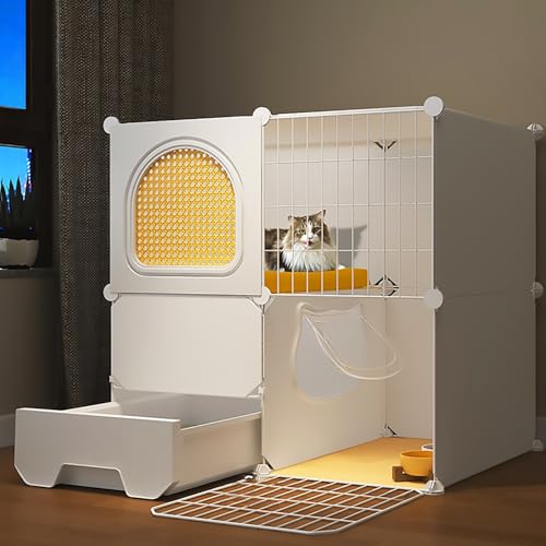 Pucaru DIY Katzenkäfig mit 2–3 Schichten, Bnehmbare Katzenzwinger aus Draht, Laufstall für Kätzchen, Welpen, Frettchen, Kaninchen, Igel(73x47x71cm) von Pucaru