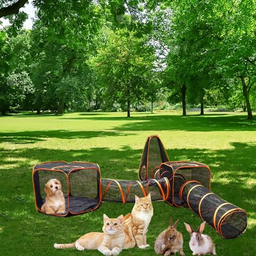 Faltbares Haustierzelt, 6-in-1-Tunnelzelt für Katzen, Hunde und Kaninchen, Outdoor-Katzengehege, Spielzelte, Faltbar, Pop-up-Design von Pucaru