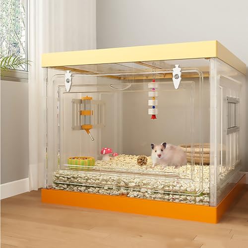 Großer Hamsterkäfig, Hamstervilla, 360° Panorama-Zwerghamsterkäfig, Hamsterhaus, Getrennte Aufzucht, Freie Überlagerung(45x45x37cm) von Pucaru