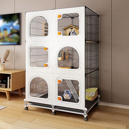 Pucaru HD Transparenter Chinchillakäfig, Eichhörnchenkäfig, Mehrstöckiger Großer Raum, Verschlüsseltes Eisennetz, für Hasen, Chinchillas, Kleine Haustiere(74x37x117cm) von Pucaru