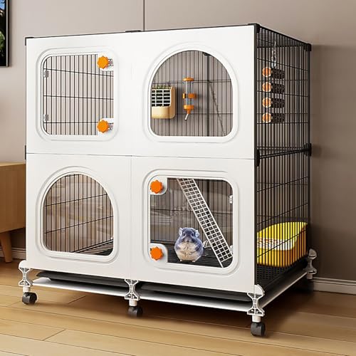 Pucaru HD Transparenter Chinchillakäfig, Eichhörnchenkäfig, Mehrstöckiger Großer Raum, Verschlüsseltes Eisennetz, für Hasen, Chinchillas, Kleine Haustiere(74x37x82cm) von Pucaru