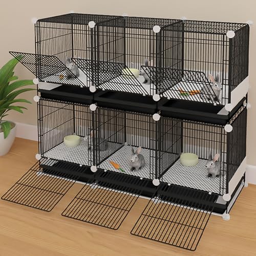 Pucaru Kaninchenkäfig für den Innenbereich, Hasenkäfig, Anti-Sprüh-Kaninchenstall, Verschlüsseltes Eisennetz, mit Trennnetz, Geeignet für Mehrere Haustiere(Black,109x39x93cm) von Pucaru