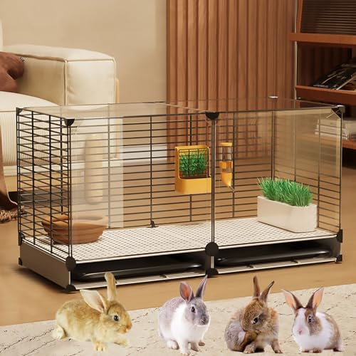 Kaninchenkäfige für den Innenbereich, Verschlüsselter DIY-Kaninchenstall, Speziell für Zwergkaninchen zur Aufzucht Kleiner Haustiere, Transparente (Color : Style1, Size : 72 x 35 x 52 cm) von Pucaru