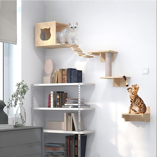 Pucaru Katzen Kletterwand Set, Katze Wandelement, Kletterregal, Spielplatz, Luftkorridor, Katzennest, Raumkapsel, Sprungplattform DIY (Color : Style 5) von Pucaru