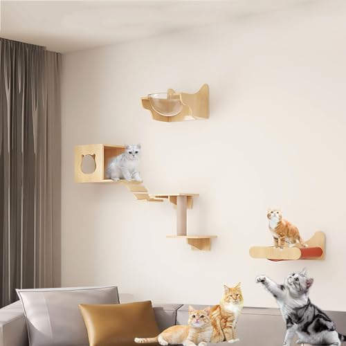 Katzen Kletterwand Set, Katze Wandelement, Kletterregal, Spielplatz, Luftkorridor, Katzennest, Raumkapsel, Sprungplattform DIY (Color : Style 6) von Pucaru