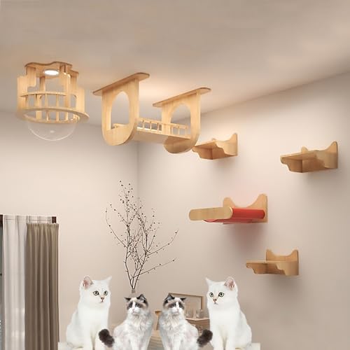 Pucaru Katzen Kletterwand für den Innenbereich, Katze Wandelement, Katzennest, Lufthängebrücke, Sprungplattform, Raumkapsel (Color : Style 2) von Pucaru