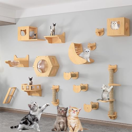Katzen Wand Klettern-Set, Katze Kletterlandschaft, Kletterwand für Katzen, Katzen-Wandregale, Katzenhaus für zur Wandmontage (Color : Style8) von Pucaru
