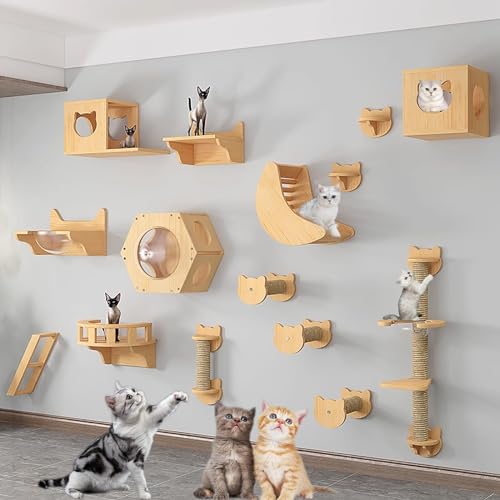 Pucaru Katzen Wand Klettern-Set, Katze Kletterlandschaft, Kletterwand für Katzen, Katzen-Wandregale, Katzenhaus für zur Wandmontage (Color : Style9) von Pucaru