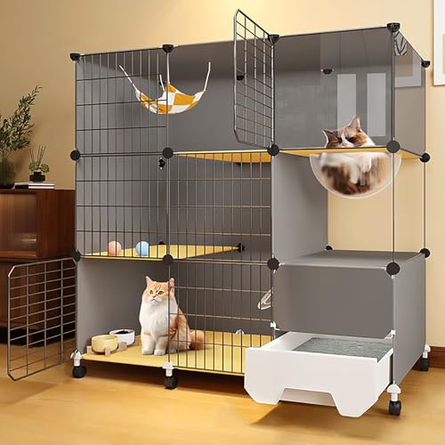 Pucaru Katzenkisten für den Innenbereich, Katzenkäfig, Raumkapsel-Katzenvilla, Geschlossene Katzentoilette, Leicht zu Reinigen, Verdickte Plattform(B-105x45x110cm) von Pucaru