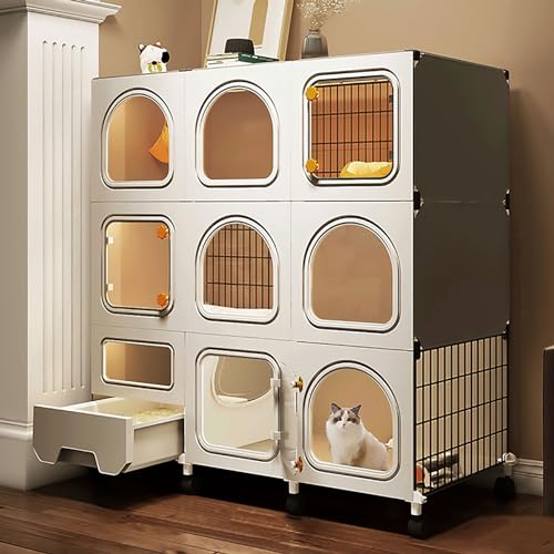 Katzenschrank-Katzenkäfig, Großer DIY-Katzenlaufstall für Den Innenbereich, Katzenvilla, Haustierlaufstall für Kleintiere, Ideal für 1-2 Katzen (Color : Style2, Size : 106x36.5x110cm) von Pucaru