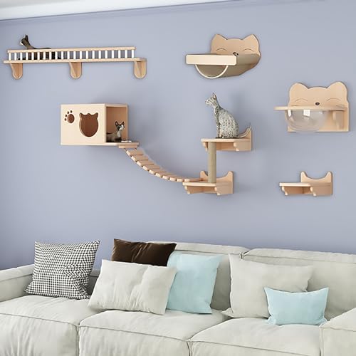 Pucaru Katzenwandparkour, Katze Wandelement, Wandpark für Katzen, Katzenbrücke, Hängematte, Katzenbaum, Katzenkletterset, DIY-Kombination (Color : Style3) von Pucaru