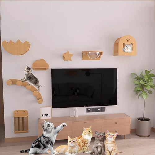 Katzenwandparkour, Katzen Wand Klettern, Nehmen Keinen Platz EIN, für Katzen zum Spielen, Schlafen und Faulenzen Katzen Wandmöbel (Color : Style 5) von Pucaru
