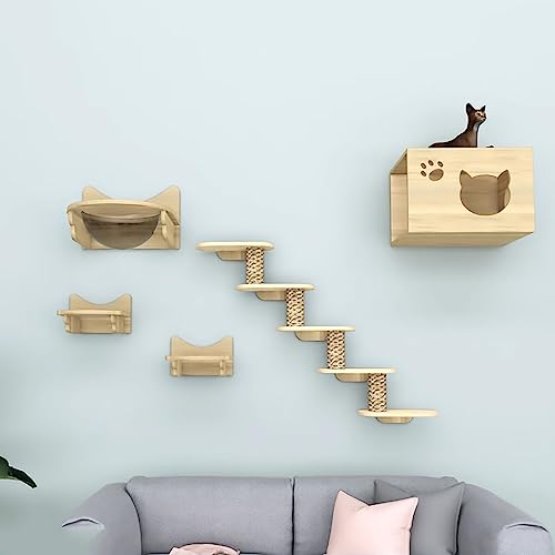 Katzenwandparkour, Katzen Wand Klettern, Wandmontierte Katzenmöbel, für Die Meisten Kätzchen, Mittelgroße und Große Katzen (Color : Style2) von Pucaru