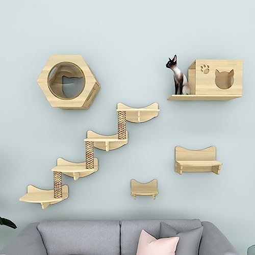Pucaru Katzenwandparkour, Katzen Wand Klettern, Wandmontierte Katzenmöbel, für Die Meisten Kätzchen, Mittelgroße und Große Katzen (Color : Style5) von Pucaru